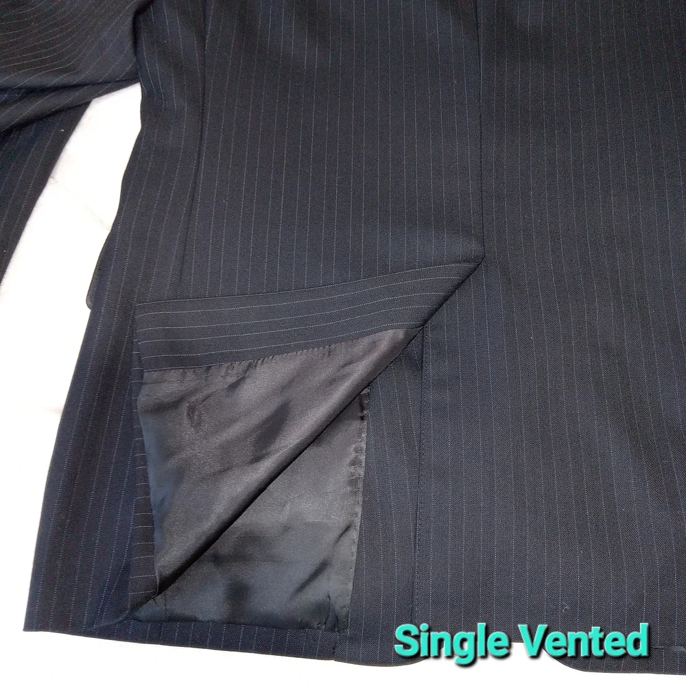 Jos A Bank Black 100% Wool Pinstriped Full Suit Set Blazer Size 38S Pants 32x28 - Picture 12 of 15